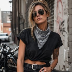 Foulard Bandana Gris – Gabrielle