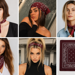 Foulard bandana cachemire bordeaux jeanne