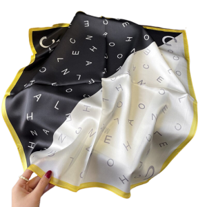 Foulard En Soie Noir blanc