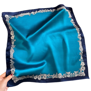 Bandana soie femme bleu