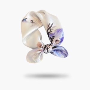 Foulard Soie Blanc Printemps