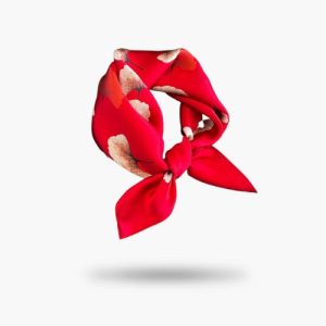 Foulard Soie Rouge Fleur