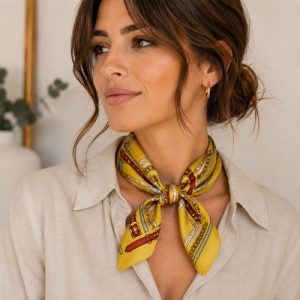 Petit Foulard Carré Femme Jaune – Julie