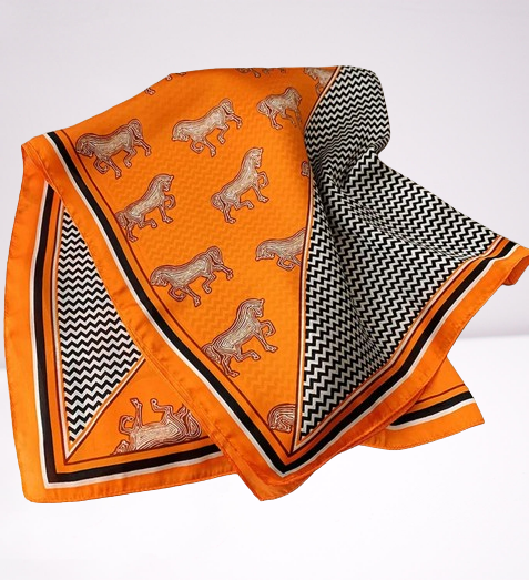Foulard Carré Topmode 57x57cm - Soie/Polyester, Orange Uni, Multi-Usages
