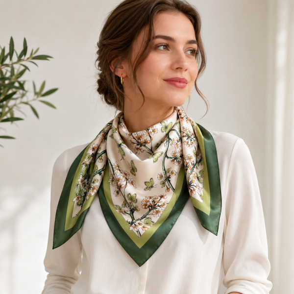 Foulard Fleuri Femme Vert – Gloria