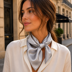 Foulard en Soie Femme Gris – Axelle