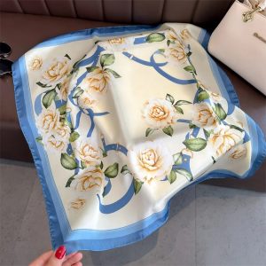 Foulard Bleu et Beige Femme
