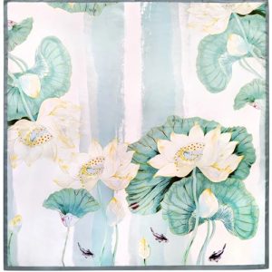 Foulard Carré Vert en Soie Naturelle