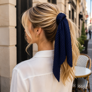 Foulard Plissé Bleu Marine – Océane